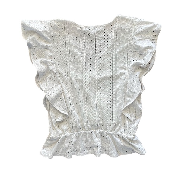 BCBGeneration White Surplice Ruffle Sleeve Top, XS - Picture 11 of 12